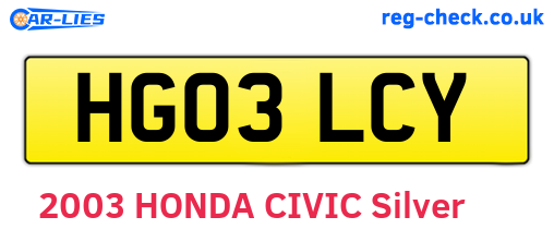HG03LCY are the vehicle registration plates.