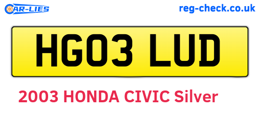 HG03LUD are the vehicle registration plates.