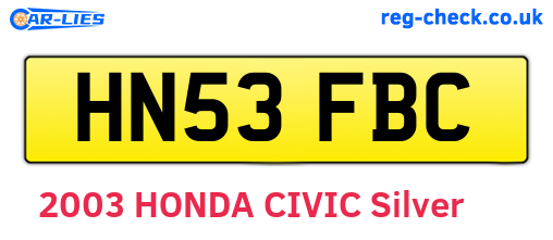 HN53FBC are the vehicle registration plates.