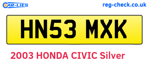 HN53MXK are the vehicle registration plates.