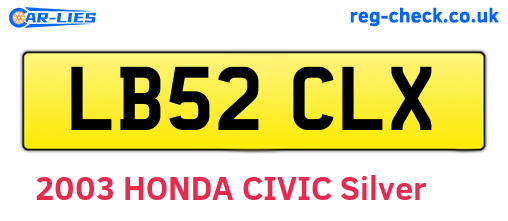 LB52CLX are the vehicle registration plates.