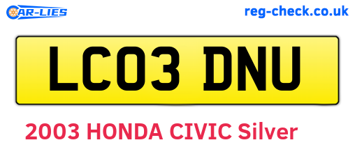 LC03DNU are the vehicle registration plates.