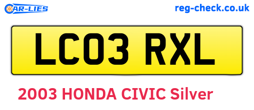 LC03RXL are the vehicle registration plates.