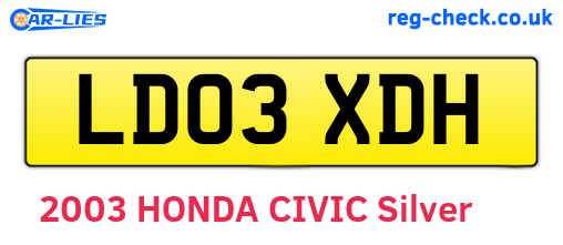 LD03XDH are the vehicle registration plates.