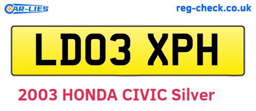 LD03XPH are the vehicle registration plates.