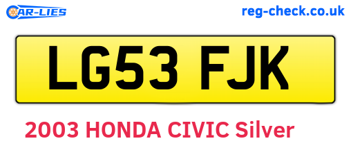LG53FJK are the vehicle registration plates.