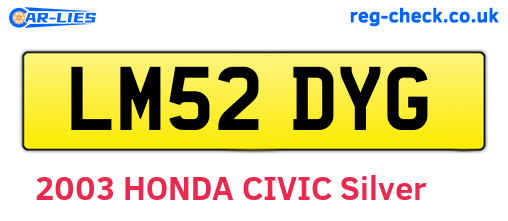LM52DYG are the vehicle registration plates.