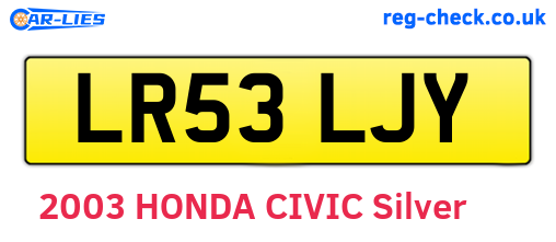 LR53LJY are the vehicle registration plates.