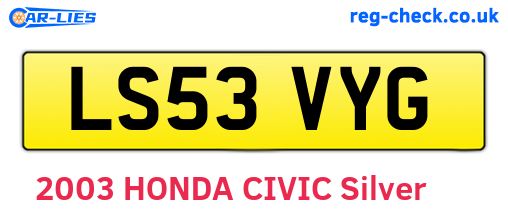 LS53VYG are the vehicle registration plates.