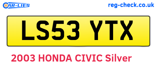 LS53YTX are the vehicle registration plates.