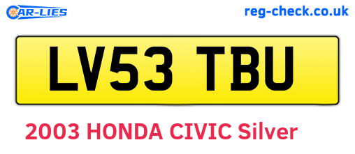 LV53TBU are the vehicle registration plates.