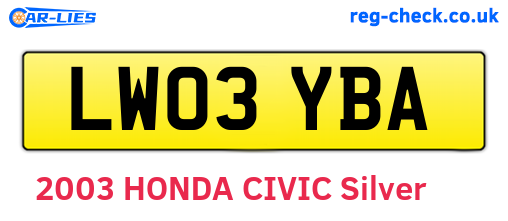 LW03YBA are the vehicle registration plates.