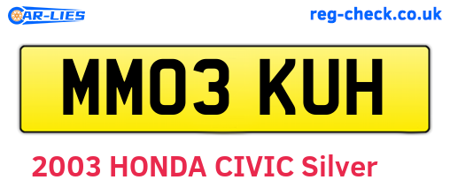 MM03KUH are the vehicle registration plates.