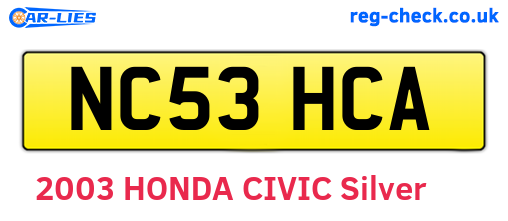NC53HCA are the vehicle registration plates.