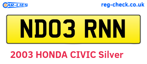 ND03RNN are the vehicle registration plates.