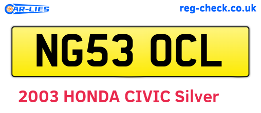 NG53OCL are the vehicle registration plates.
