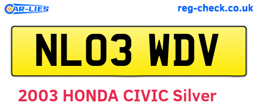 NL03WDV are the vehicle registration plates.