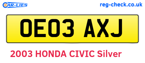 OE03AXJ are the vehicle registration plates.