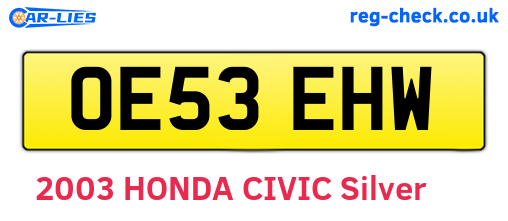 OE53EHW are the vehicle registration plates.