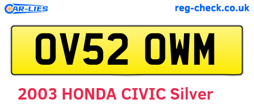 OV52OWM are the vehicle registration plates.