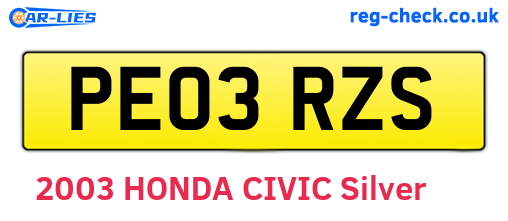 PE03RZS are the vehicle registration plates.