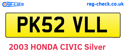 PK52VLL are the vehicle registration plates.