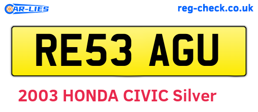 RE53AGU are the vehicle registration plates.