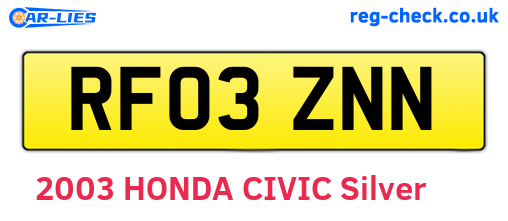RF03ZNN are the vehicle registration plates.