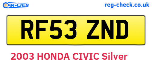 RF53ZND are the vehicle registration plates.