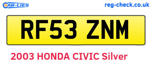 RF53ZNM are the vehicle registration plates.