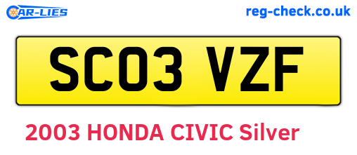 SC03VZF are the vehicle registration plates.