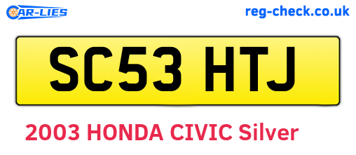 SC53HTJ are the vehicle registration plates.