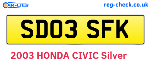 SD03SFK are the vehicle registration plates.