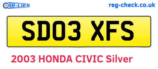 SD03XFS are the vehicle registration plates.