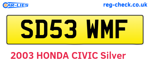 SD53WMF are the vehicle registration plates.
