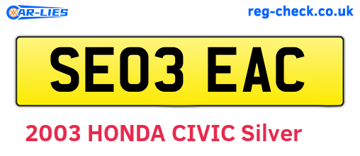 SE03EAC are the vehicle registration plates.