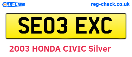 SE03EXC are the vehicle registration plates.