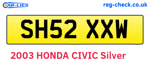 SH52XXW are the vehicle registration plates.