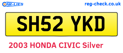 SH52YKD are the vehicle registration plates.