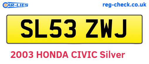 SL53ZWJ are the vehicle registration plates.