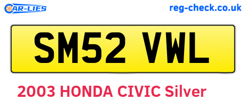 SM52VWL are the vehicle registration plates.