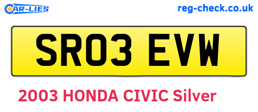SR03EVW are the vehicle registration plates.