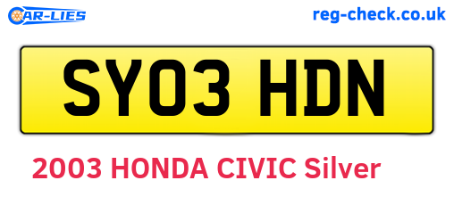 SY03HDN are the vehicle registration plates.