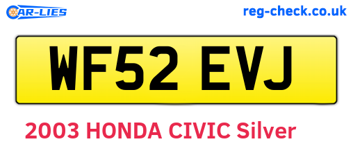 WF52EVJ are the vehicle registration plates.