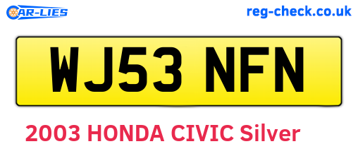 WJ53NFN are the vehicle registration plates.