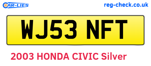 WJ53NFT are the vehicle registration plates.