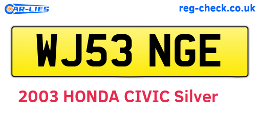 WJ53NGE are the vehicle registration plates.