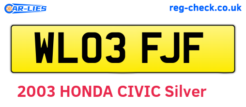 WL03FJF are the vehicle registration plates.