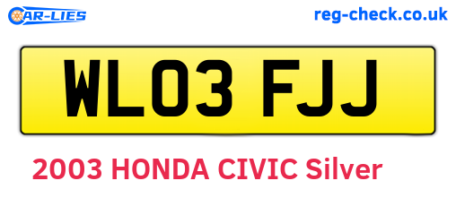 WL03FJJ are the vehicle registration plates.