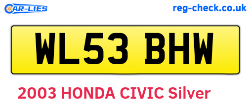 WL53BHW are the vehicle registration plates.